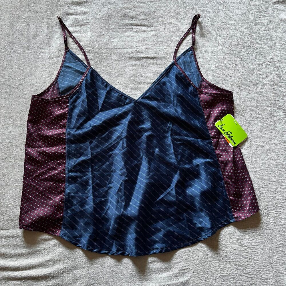 NWT Sam Edelman Navy and Burgundy Satin Camisole
